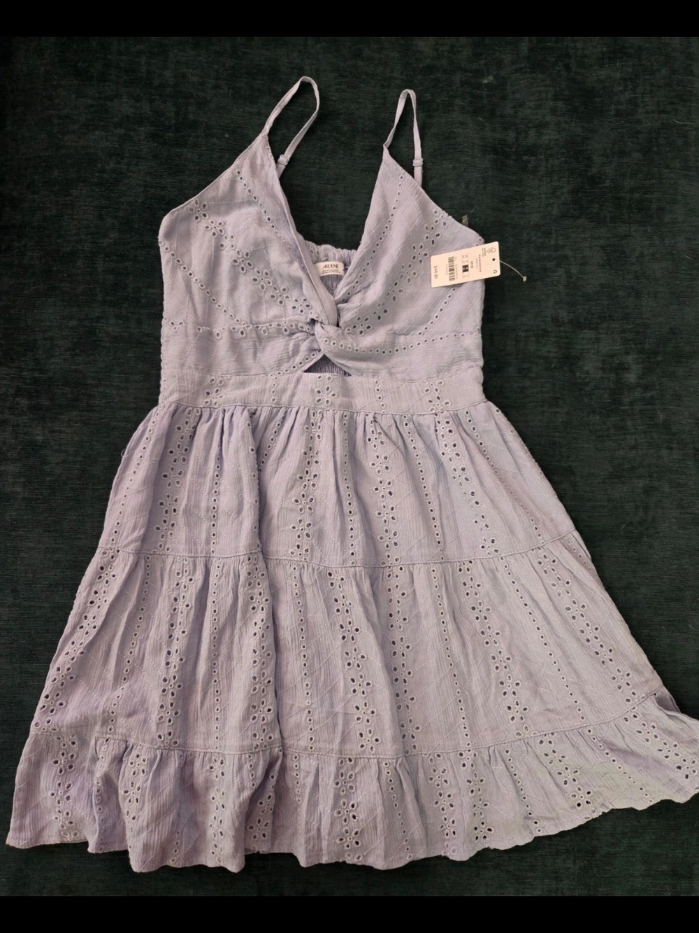 Ardene Baby Blue Eyelet Knot-Front Tiered Sundress